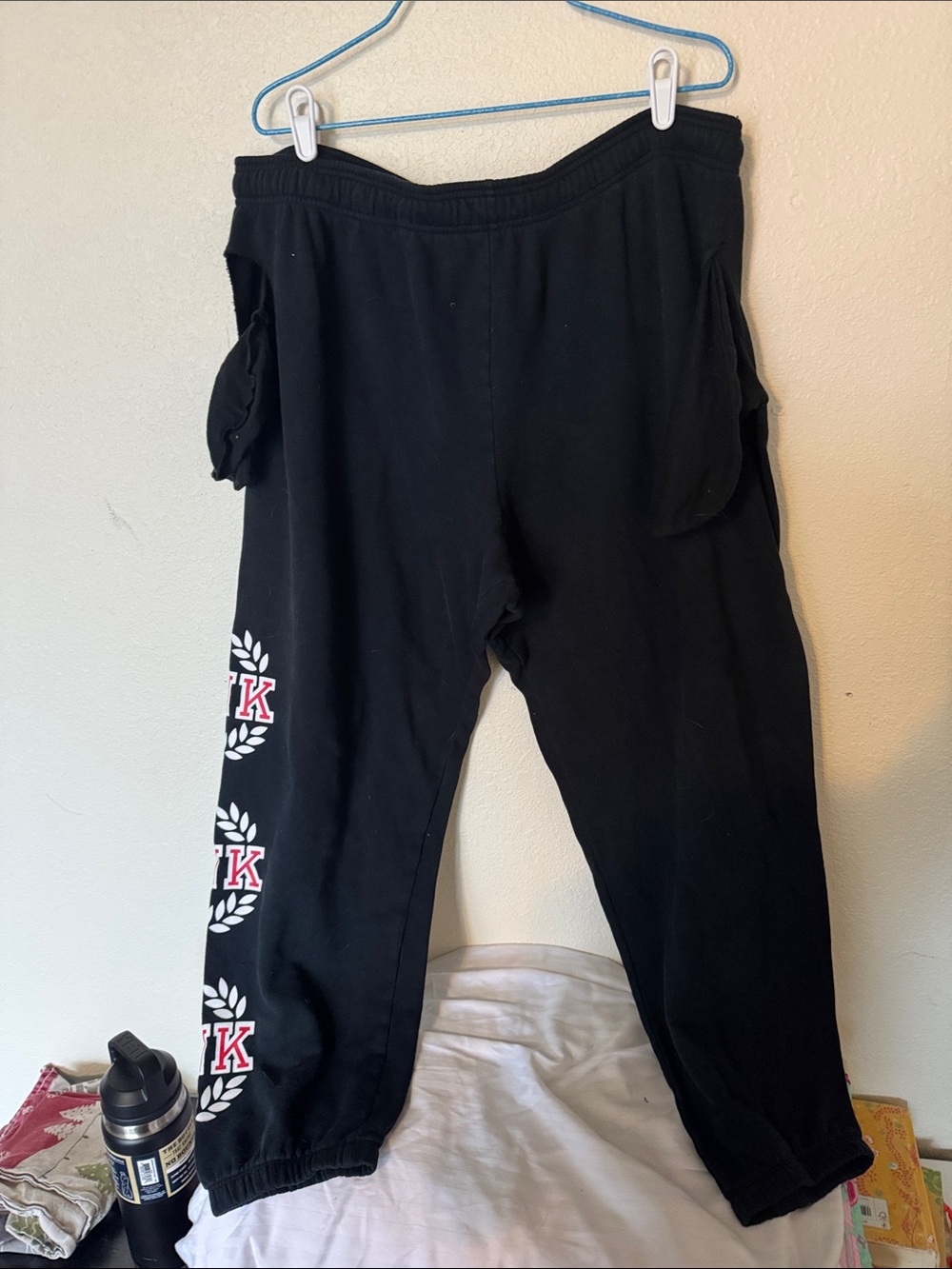 PINK Victoria's Secret Black Kids Sweatpants with Side 'K' Laurel Print